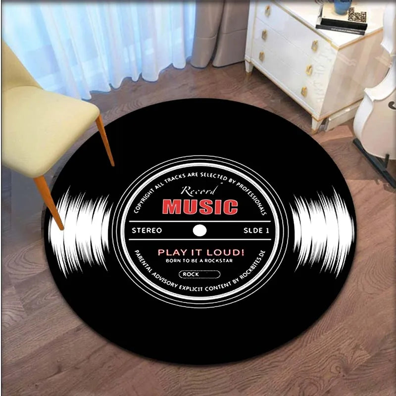 Pinchaqui.cl® 2 Alfombra Redonda Retro con Patrón de CD