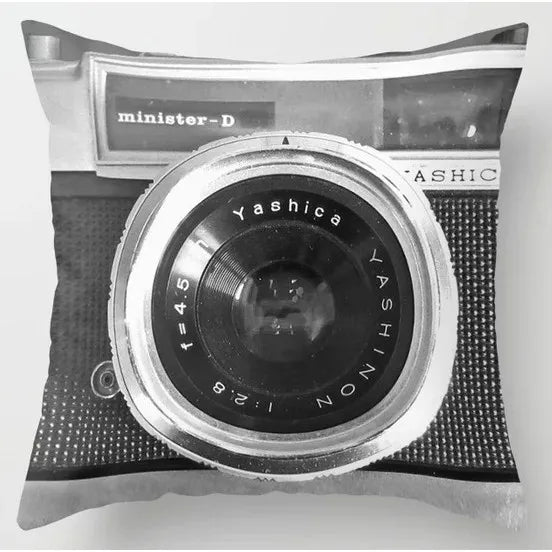 Pinchaqui.cl® Cámara Retro Negra Funda de Almohada Geométrica
