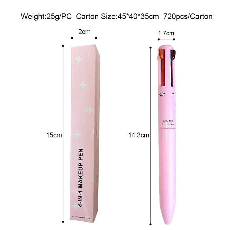 Pinchaqui.cl® Bolígrafo Cosmético Multifuncional 4 en 1 – Maquillaje Todo en Uno