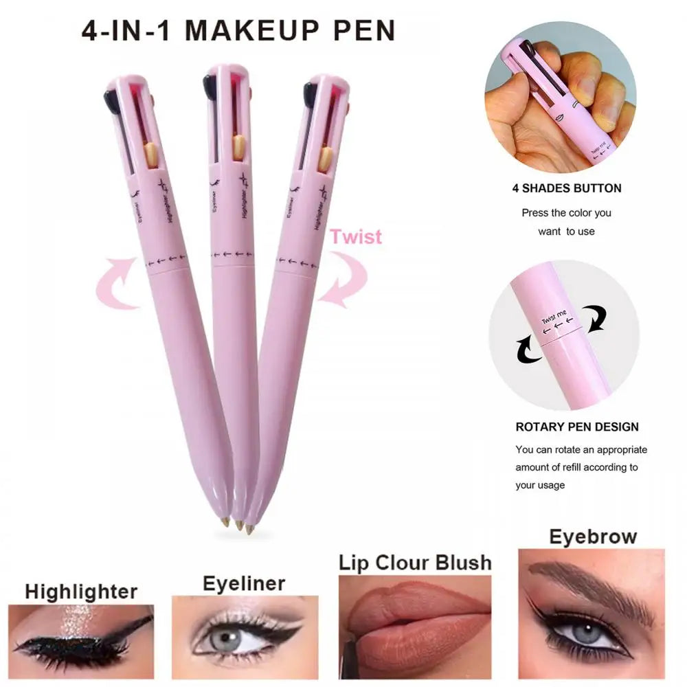 Pinchaqui.cl® Bolígrafo Cosmético Multifuncional 4 en 1 – Maquillaje Todo en Uno