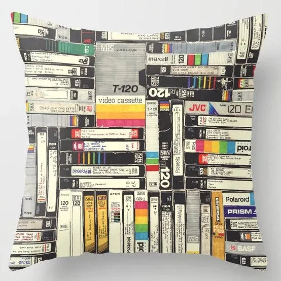 Pinchaqui.cl® Cámara Retro Negra Funda de Almohada Geométrica