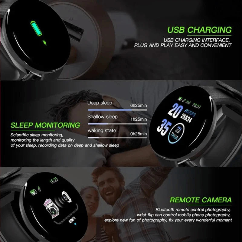 Pinchaqui.cl® Reloj Inteligente Multifuncional D18 - Ideal para Hombres y Mujeres