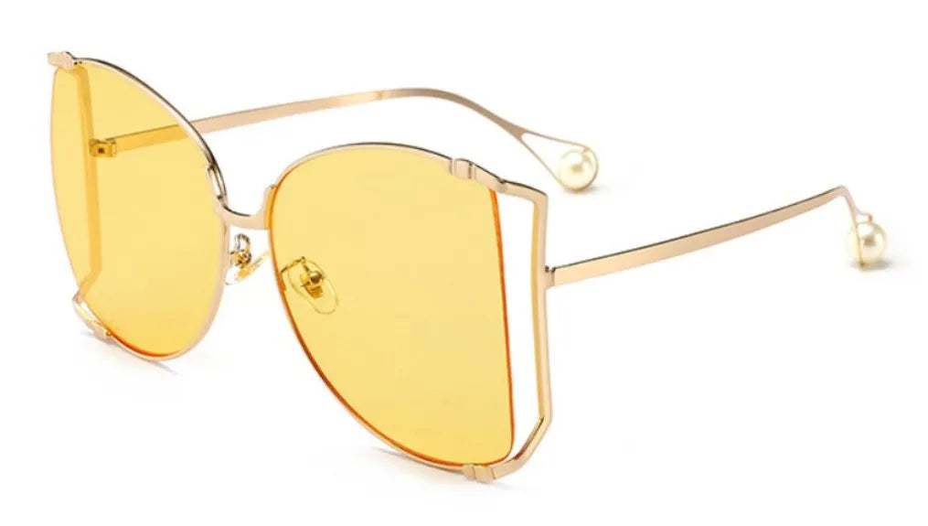 Pinchaqui.cl® Lentes de Sol Cuadradas de Gran Tamaño con Montura de Metal Mujer