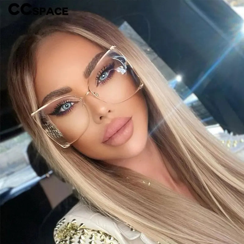 Pinchaqui.cl® Lentes de Sol Cuadradas de Gran Tamaño con Montura de Metal Mujer