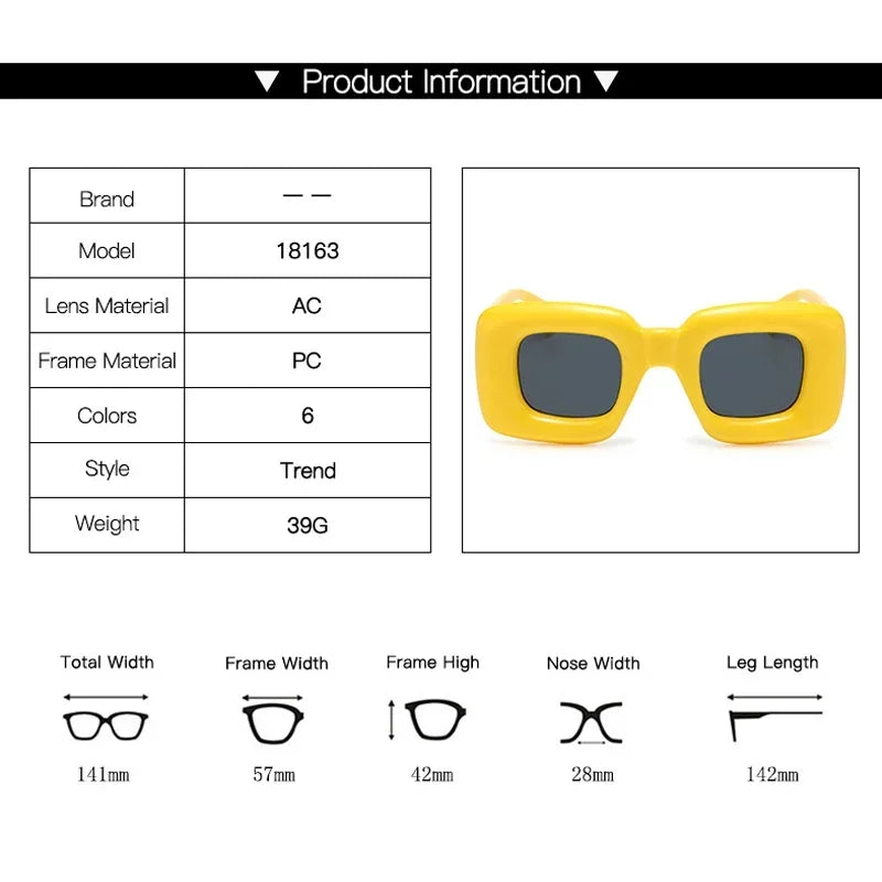 Pinchaqui.cl® Lentes de Sol Cuadradas de Gran Tamaño para Mujeres