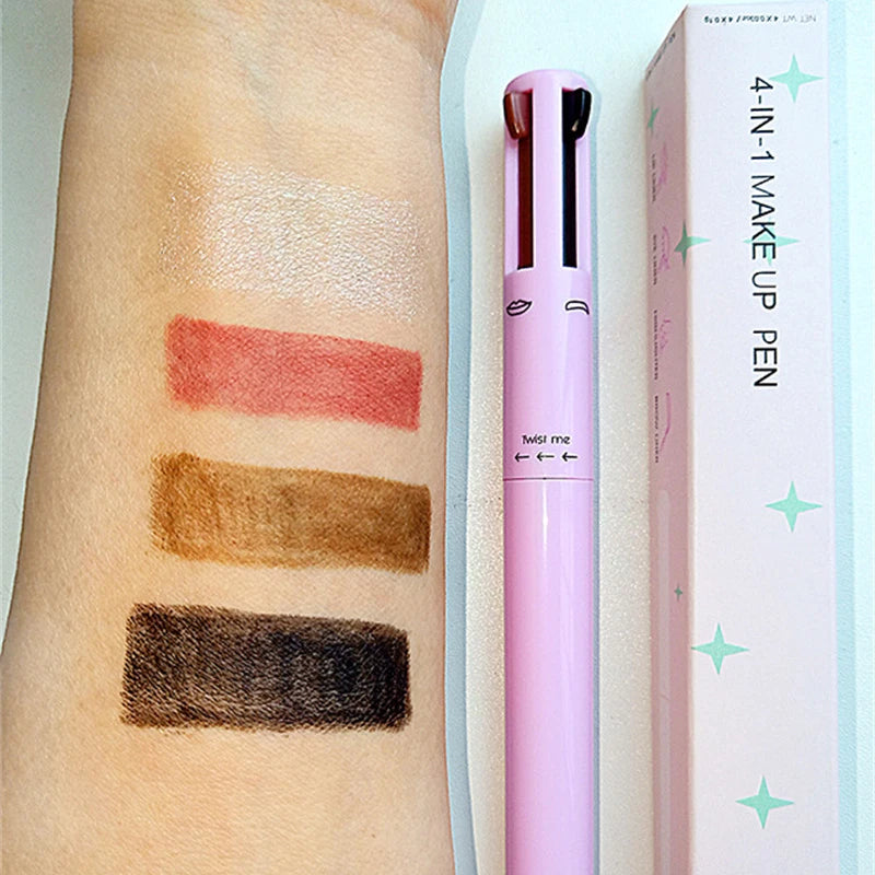 Pinchaqui.cl® Bolígrafo Cosmético Multifuncional 4 en 1 – Maquillaje Todo en Uno