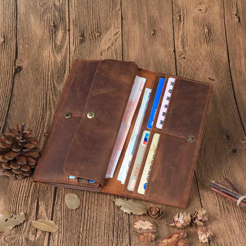 Pinchaqui.cl® Billetera Vintage de Cuero Genuino para Hombre