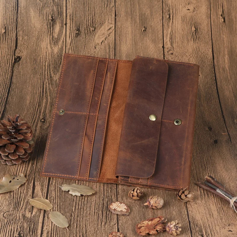 Pinchaqui.cl® Billetera Vintage de Cuero Genuino para Hombre