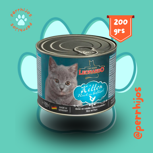 Perrhijos.cl® Lata Leonardo Kitten Ave 200g y 400g