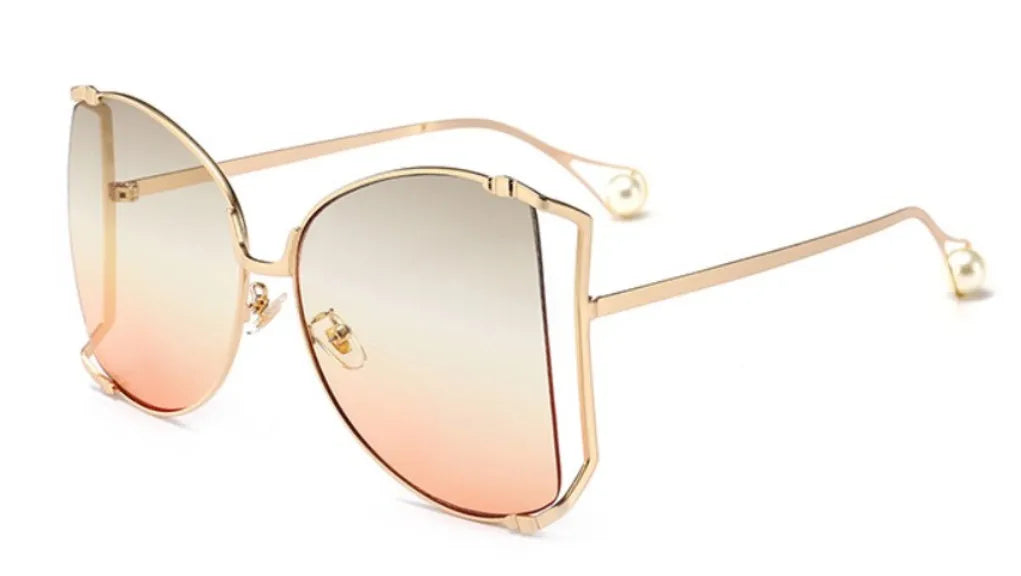 Pinchaqui.cl® Lentes de Sol Cuadradas de Gran Tamaño con Montura de Metal Mujer