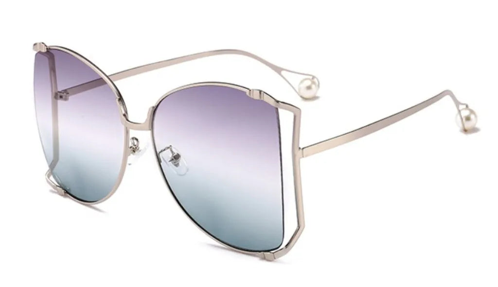 Pinchaqui.cl® Lentes de Sol Cuadradas de Gran Tamaño con Montura de Metal Mujer