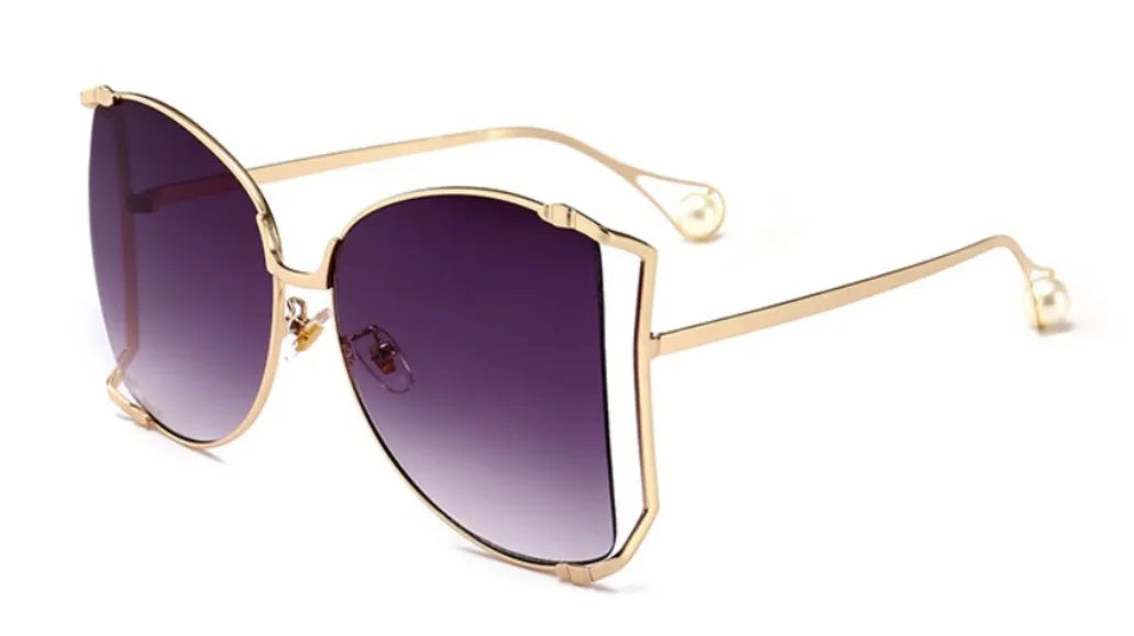 Pinchaqui.cl® Lentes de Sol Cuadradas de Gran Tamaño con Montura de Metal Mujer