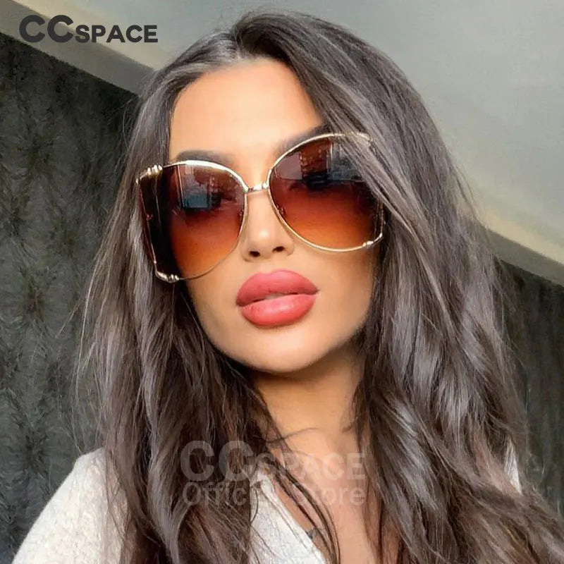 Pinchaqui.cl® Lentes de Sol Cuadradas de Gran Tamaño con Montura de Metal Mujer